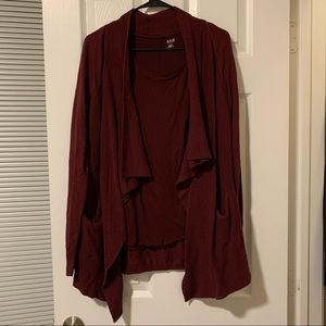 ANA Burgundy Waterfall Cardigan
